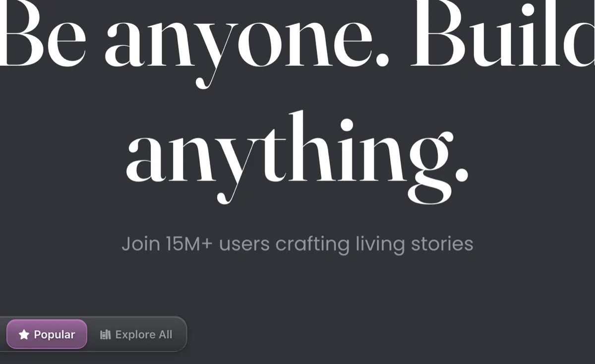 JanitorAI home screen with its Be anyone Build anything tagline